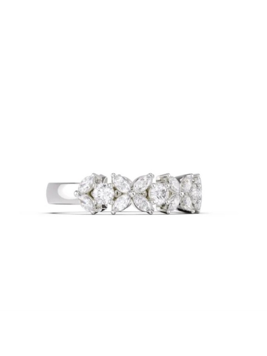 Jewelry - 14K White Gold Marquise Moissanite & Round Moissanite 3/4 Eternity Ring